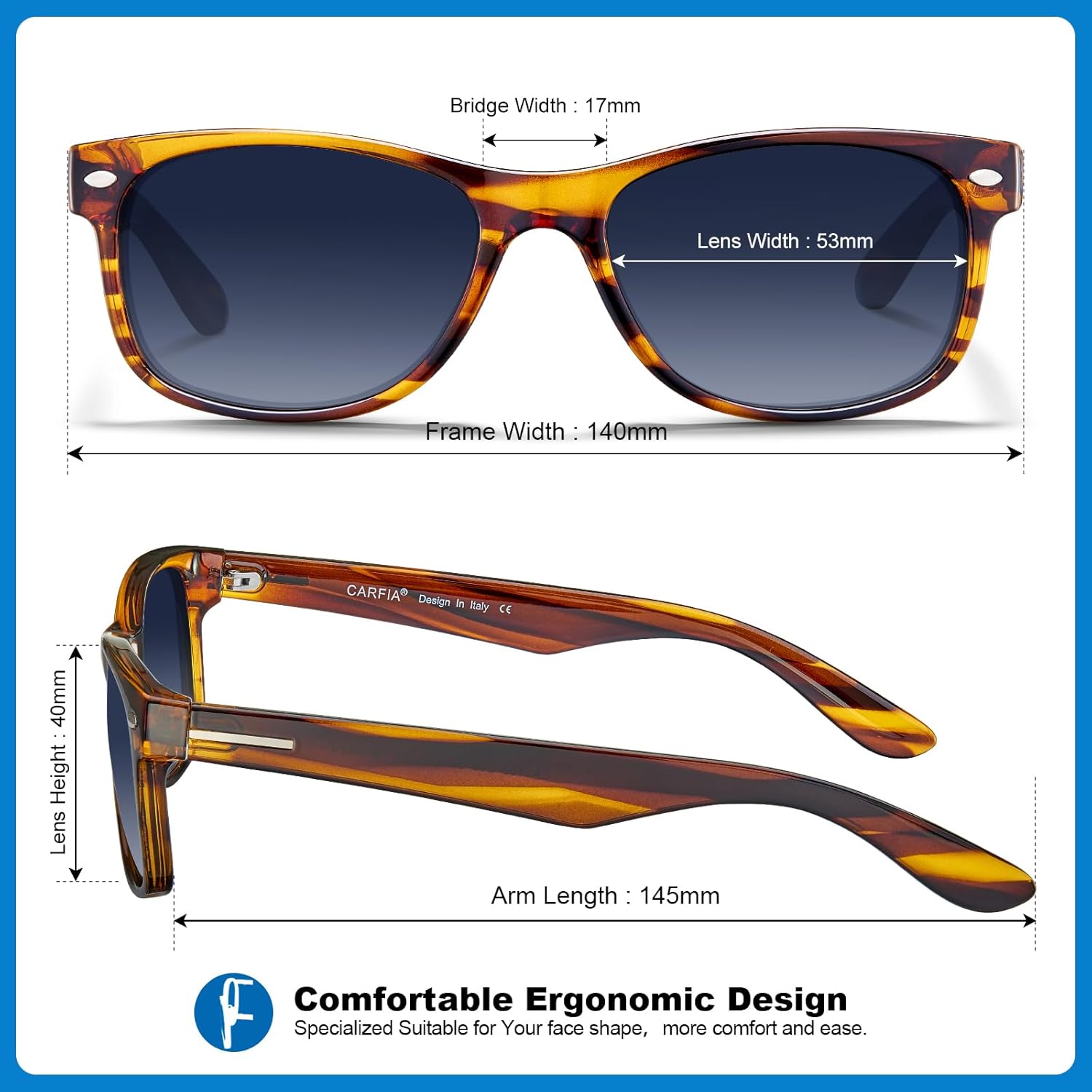 CARFIA Polarized Sunglasses Men Womens UV Protection,TR90 Lightweight Frame Sports Life Style Outdoor Running Sun Glasses
