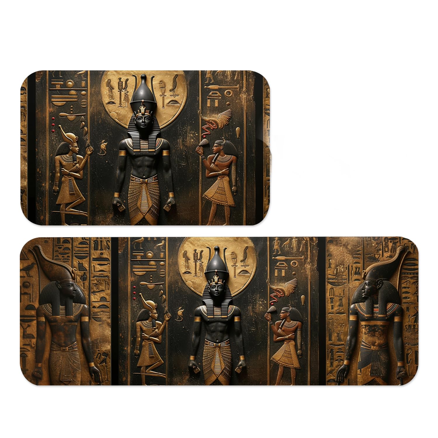Egyptian Pharaoh Kitchen Mats, Egyptian Mural Rugs, Water Absorbent Carpet for Bedroom, Dining Room, Home Office Decor, and Kitchen Table