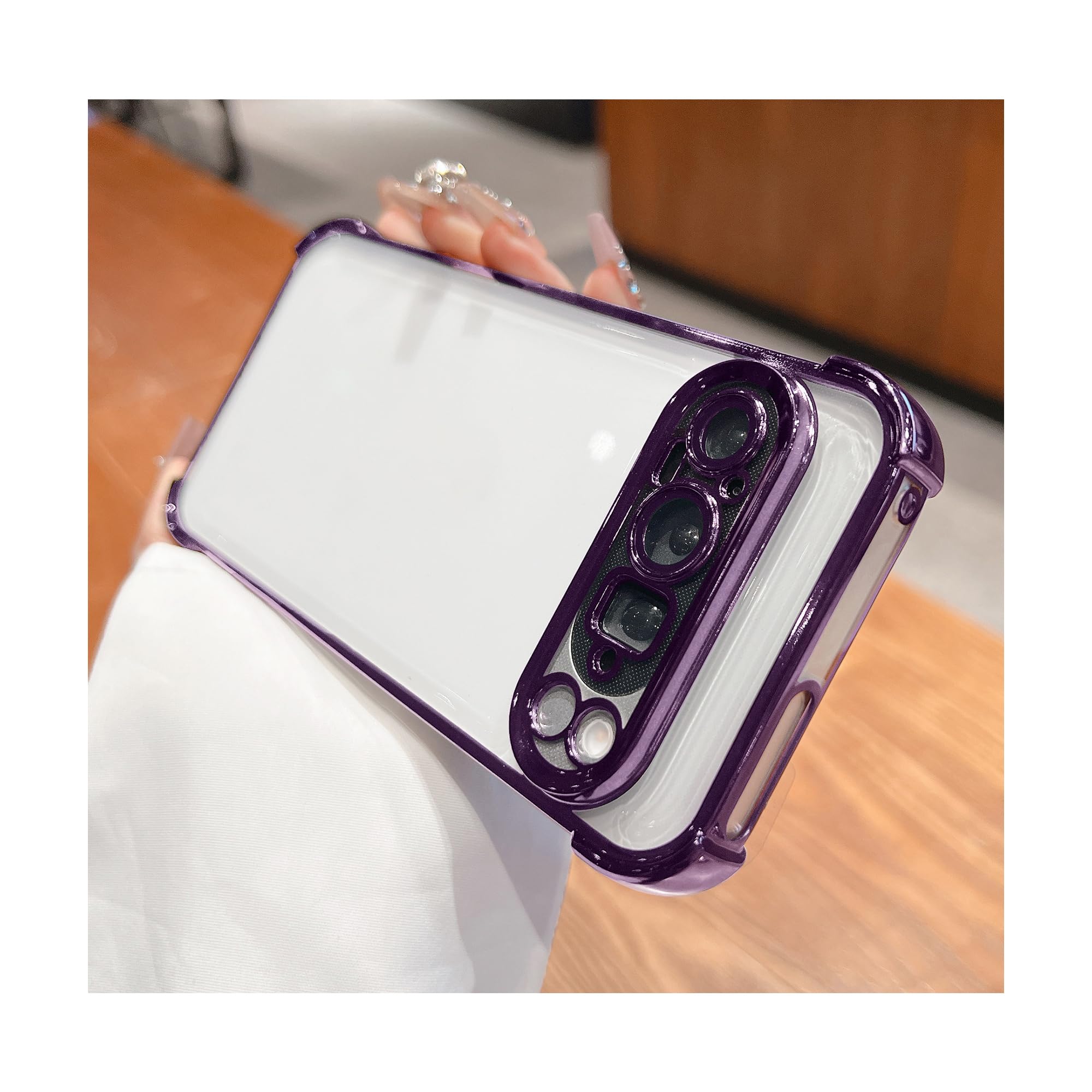 Funda para Google Pixel 9 Pro morada transparente con protector de cámara integrado 6