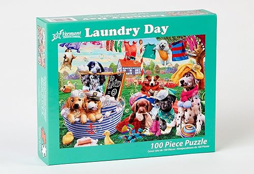 Miniatura 2 de Vermont Christmas Company - Rompecabezas de 100 piezas para el día de la lavandería, piezas más grandes, perfecto para niños y personas mayores