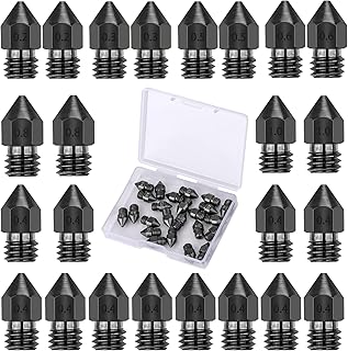 LUTER 24PCS 3D Printer Nozzles,Hardened Steel Nozzles Extruder for MK8 0.2mm, 0.3mm, 0.4mm, 0.5mm, 0.6mm, 0.8mm, 1.0mm with Storage Box for Makerbot Creality CR-10 3/5