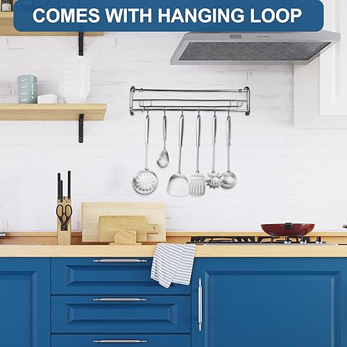 Miniatura 5 de Juego de utensilios de cocina de acero inoxidable, juego de 6 utensilios de cocina de metal, cuchara grande, cuchara de espagueti, espátula wok,