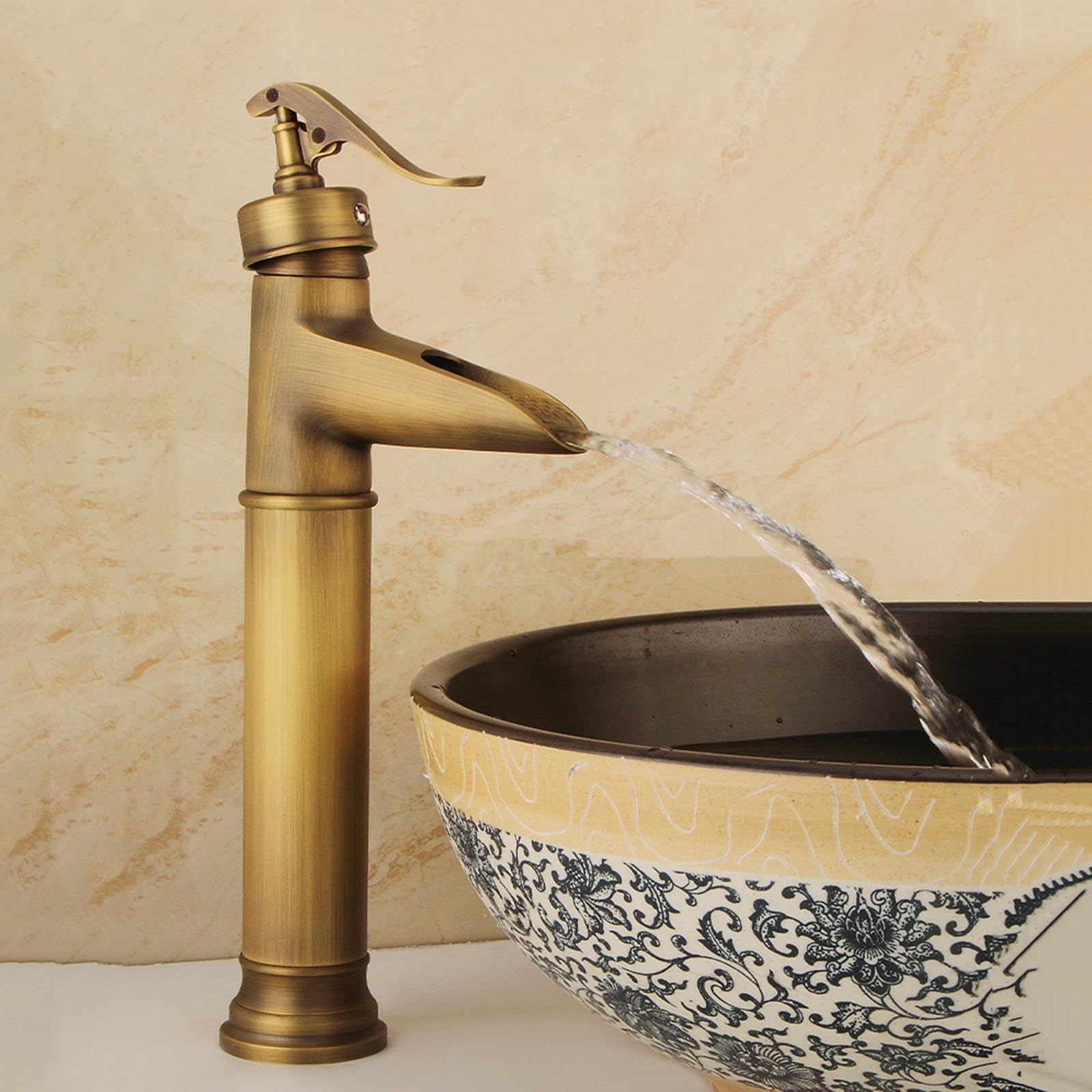 Rubinetto Retro Cascata Aperto Caldo E Freddo Rubinetto Bagno Lavabo Alto G1/2 Ottone Vintage,antico,alto