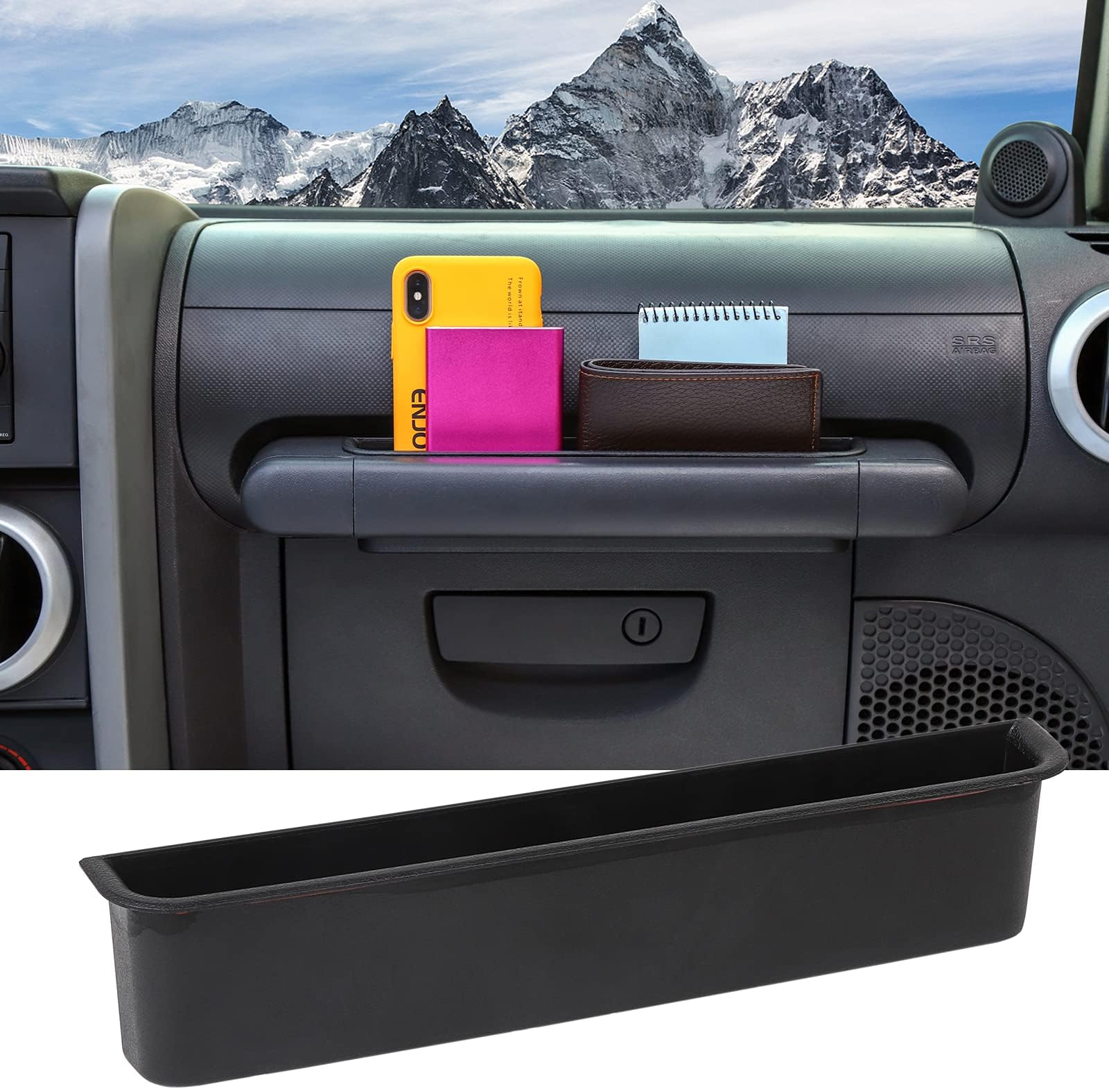 CheroCar Grab Tray Passenger Storage Box Handle Storage Box Tray Organizer Grab Accessory for Jeep Wrangler Jk 2007-2010 (Black)