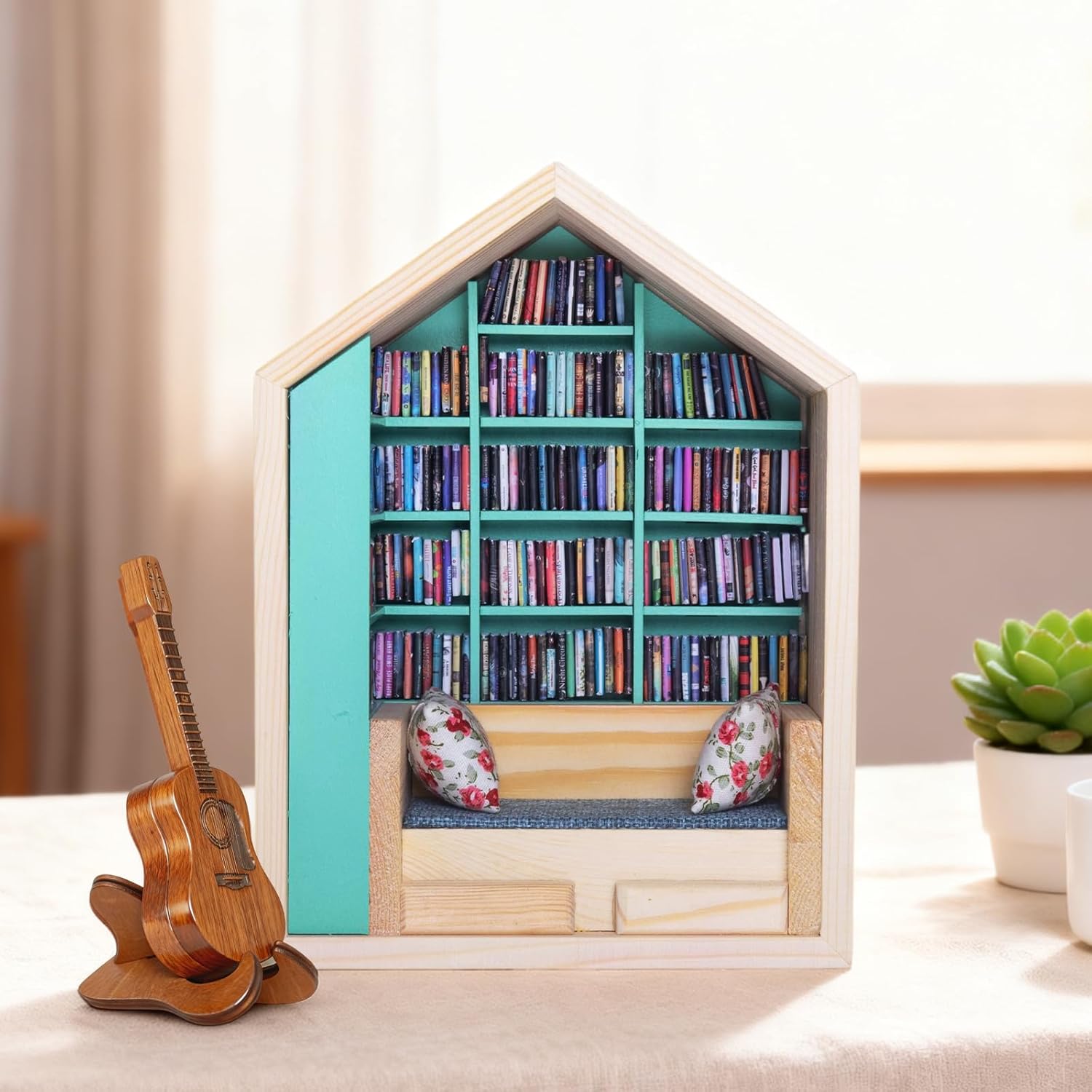 Anxiety Bookshelf Decorative Miniature Library for Book Lovers Mini Books Display for Get Rid of Your Anxiety Ideal for Home/Office Decor Relieving Gifts for Family and Friends