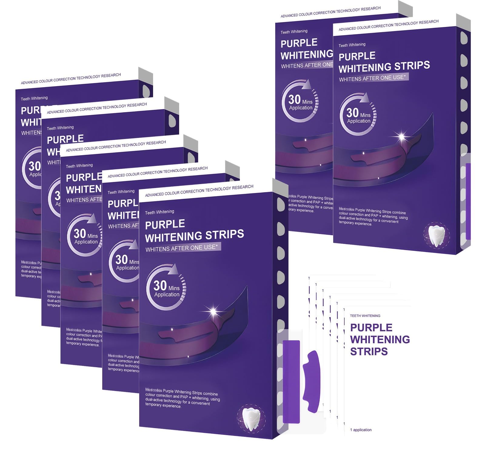 Bande Blanchiment Dentaire Violettes, Sans Danger pour l'émail Blanchiment | Dents pour Correction Dentaire Professionnel Sans Danger pour l'émail Blanchiment de la Couleur Teeth Whitening Strips