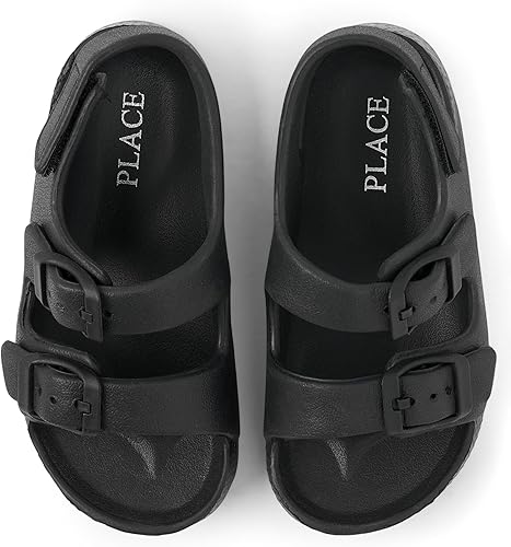 The Children's Place Baby Boys and Toddler Everyday Double Buckle Slide Sandals with Backstrap