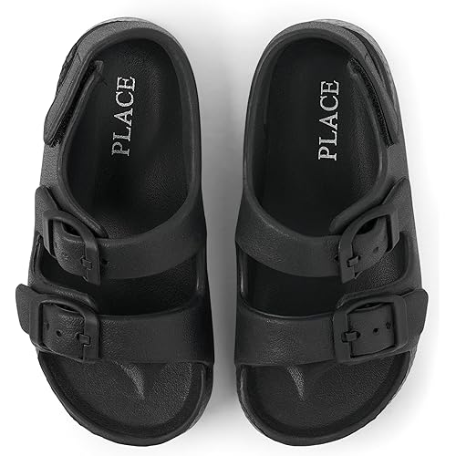 The Children's Place Baby Boys and Toddler Everyday Double Buckle Slide Sandals with Backstrap