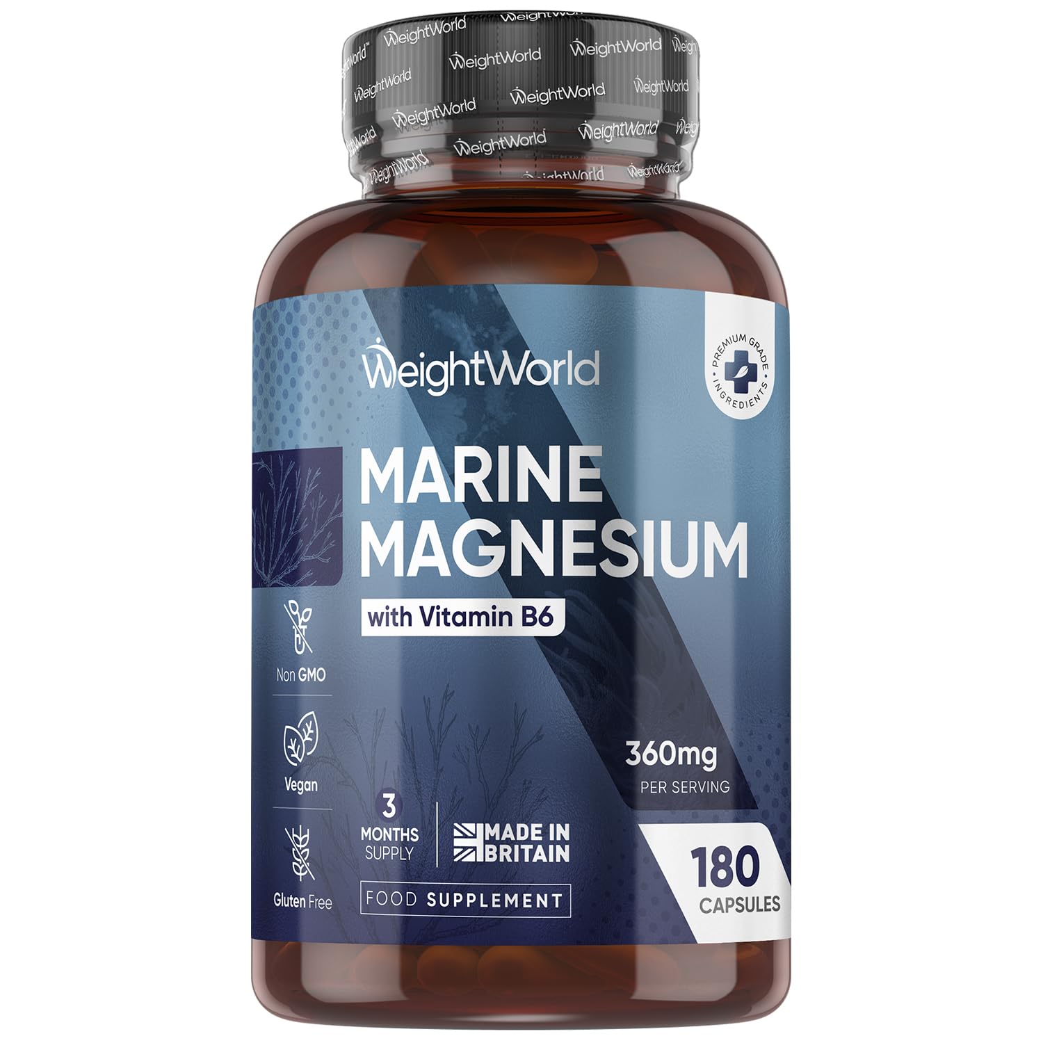 Magnesium Supplements - 180 Vegan Capsules - 3 Months Supply - 360mg