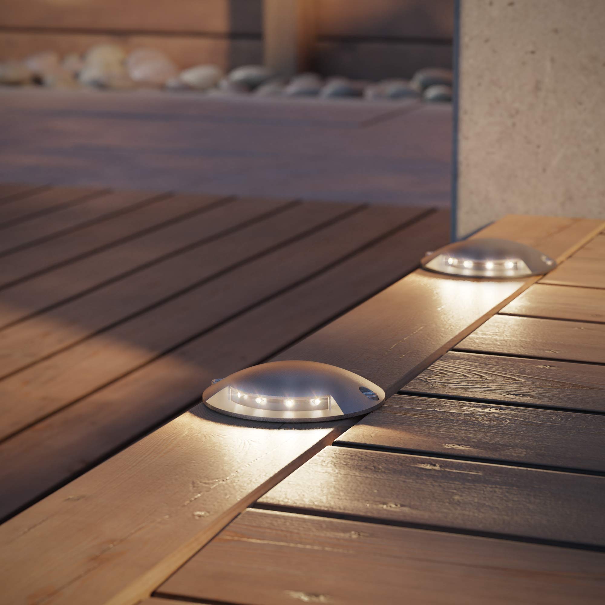 ledscom.de Lámpara LED de superficie para suelo Bunda, 1 lámpara, para exteriores, transitable, blanco cálido, juego de 7