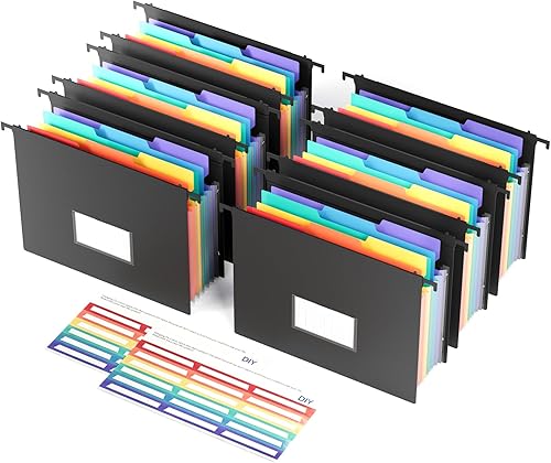 EOOUT Carpetas colgantes de archivo, paquete de 3 carpetas de archivo tamaño carta, 7 bolsillos de acordeón expandibles, pestañas de corte de 13 de