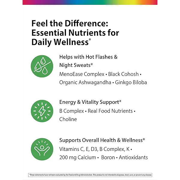 Rainbow Light Menopause One Multivitamin + | Support Supplements for Women | with Black Cohosh | Vegetarian Formula | 90 Tablets 4