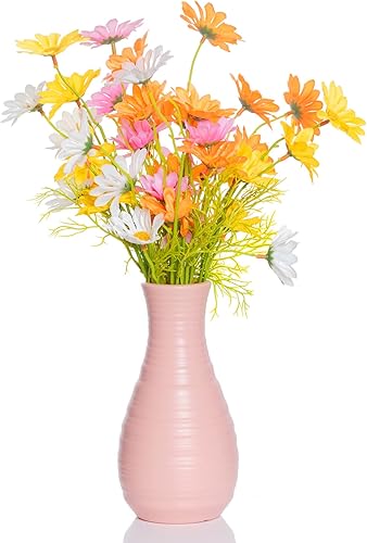 Miniatura 6 de Paquete de 2 jarrones de plástico compuesto, jarrón irrompible de aspecto de cerámica para centros de mesa de decoración del hogar, arreglar ramos