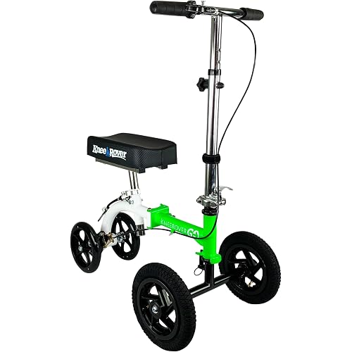KneeRover GO Hybrid - Most Compact All Terrain Knee Scooter for Adults for Foot Surgery Heavy Duty Knee Walker for Broken Ankle Foot Injuries Recovery Leg Scooter Best Knee Crutch Alternative (Green)