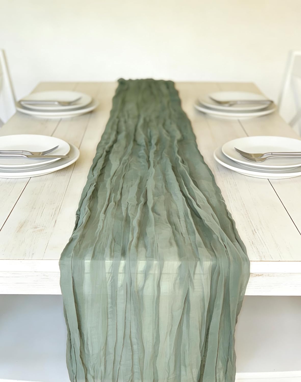 10 Pack Sage Green Cheesecloth Table Runner 17×120 Inch Gauze 10 FT Long Cheese Cloth Table Runners for Bridal Wedding Party Baby Shower Holiday Birthday Home Easter Decor