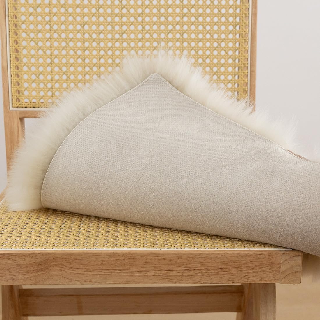 LLB Sheepskin Chair Covers - Office, Dining Room & Desk Chair Seat Cushion - Cream Brown, 18x18 Inch (Pack of 1)