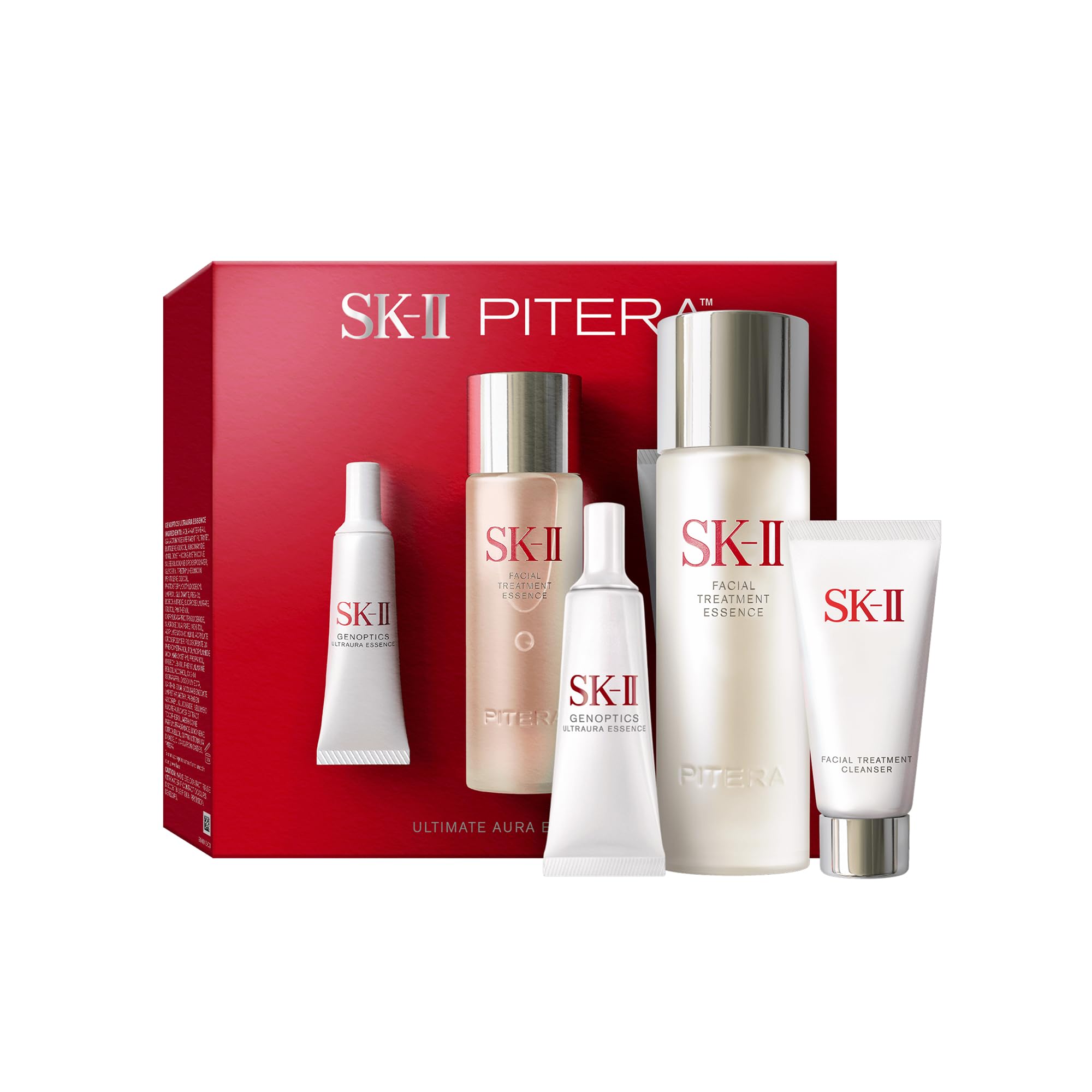Ultimate Aura Essentials de SK-​II para mujeres, juego de regalo de 3 piezas de 2.5 onzas, esencia de tratamiento facial, limpiador de tratamiento facial de 0.75 onzas, esencia GenOptics Ultraura
