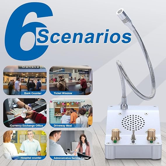 CHROX Window Speaker Intercom System, Business Anti-Interference Intercommunication Microphone And Speaker Window Counter Intercom for Bank/Office/Hospital/Ticket Booth [Energy Class A]