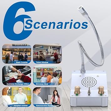 CHROX Window Speaker Intercom System, Business Anti-Interference Intercommunication Microphone And Speaker Window Counter Intercom for Bank/Office/Hospital/Ticket Booth [Energy Class A]