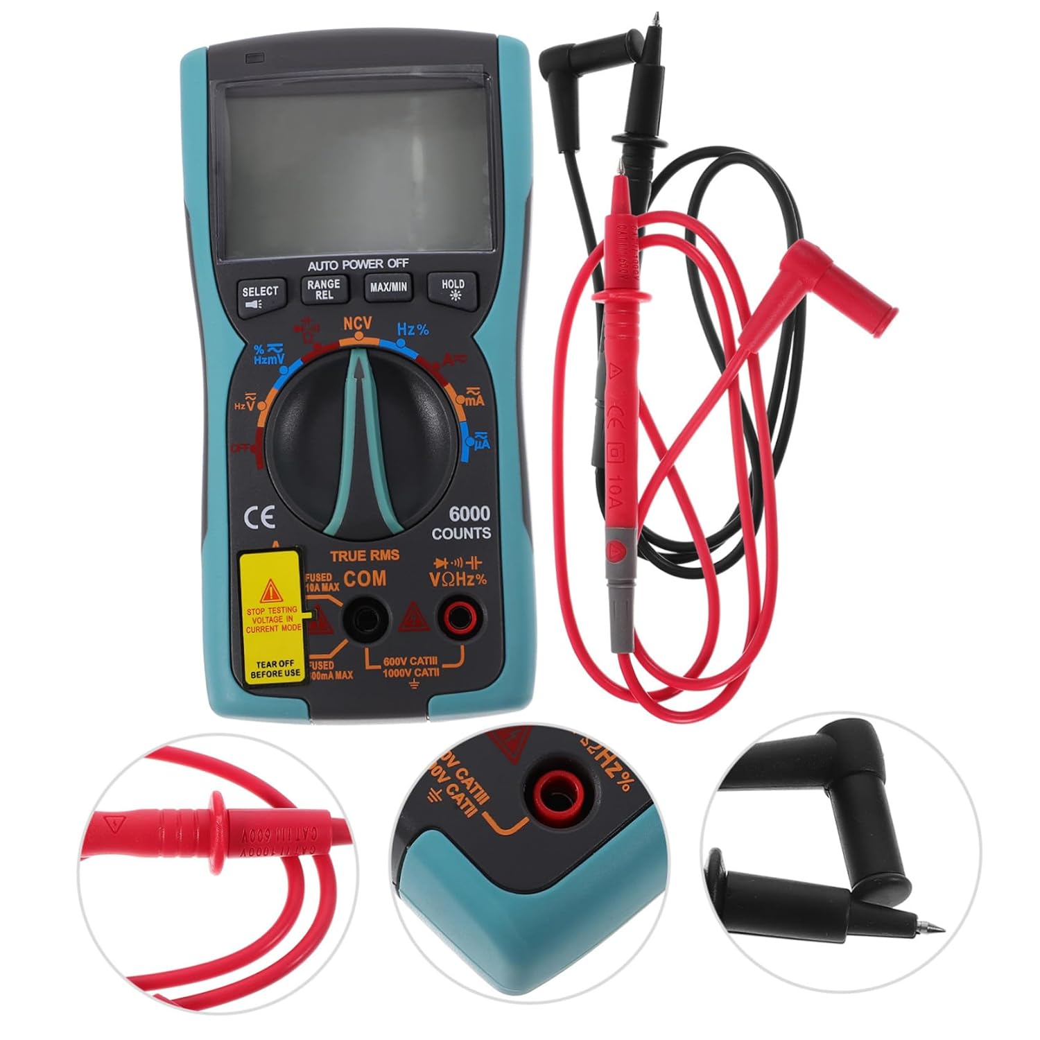 DOITOOL High Precision Auto Ranging Digital Multimeter Portable Handheld Tester with Backlight Flashlight and Capacitance Resistance Voltage Measurement Compact Blue Design for Home Use