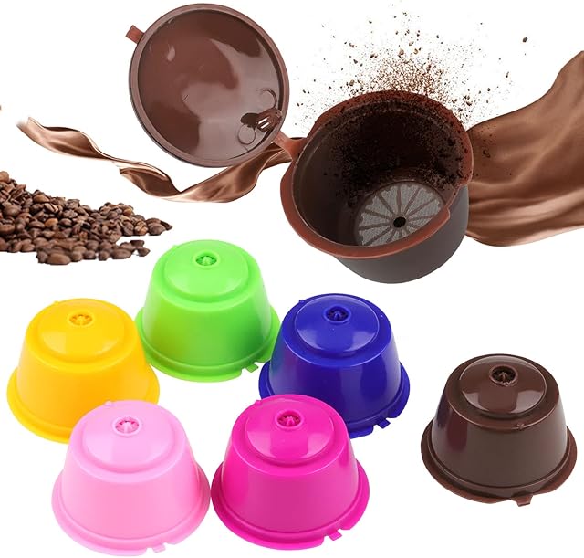 Lucywey 6 pcs Refillable Coffee Capsules Capsule Pod Compatible Filter Cups Filter pod Cups for Ground Coffee,Filter Coffee