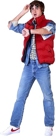Adult Back to the Future Marty McFly Halloween Costume with Vest, Jacket, Shirt | Cosplay Outfit | Officially Licensed