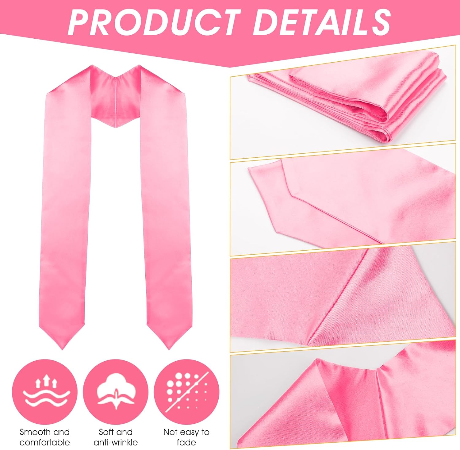 Abeillo Unisex Graduation Stole Plain Graduation Sash 2025 Honor Stole for School/Church Ceremony 60"