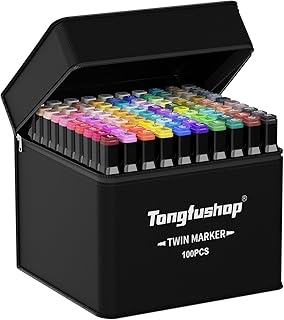 Tongfushop 100 colored marker set, Colouring Pen with Dual Tip, Alcohol ...