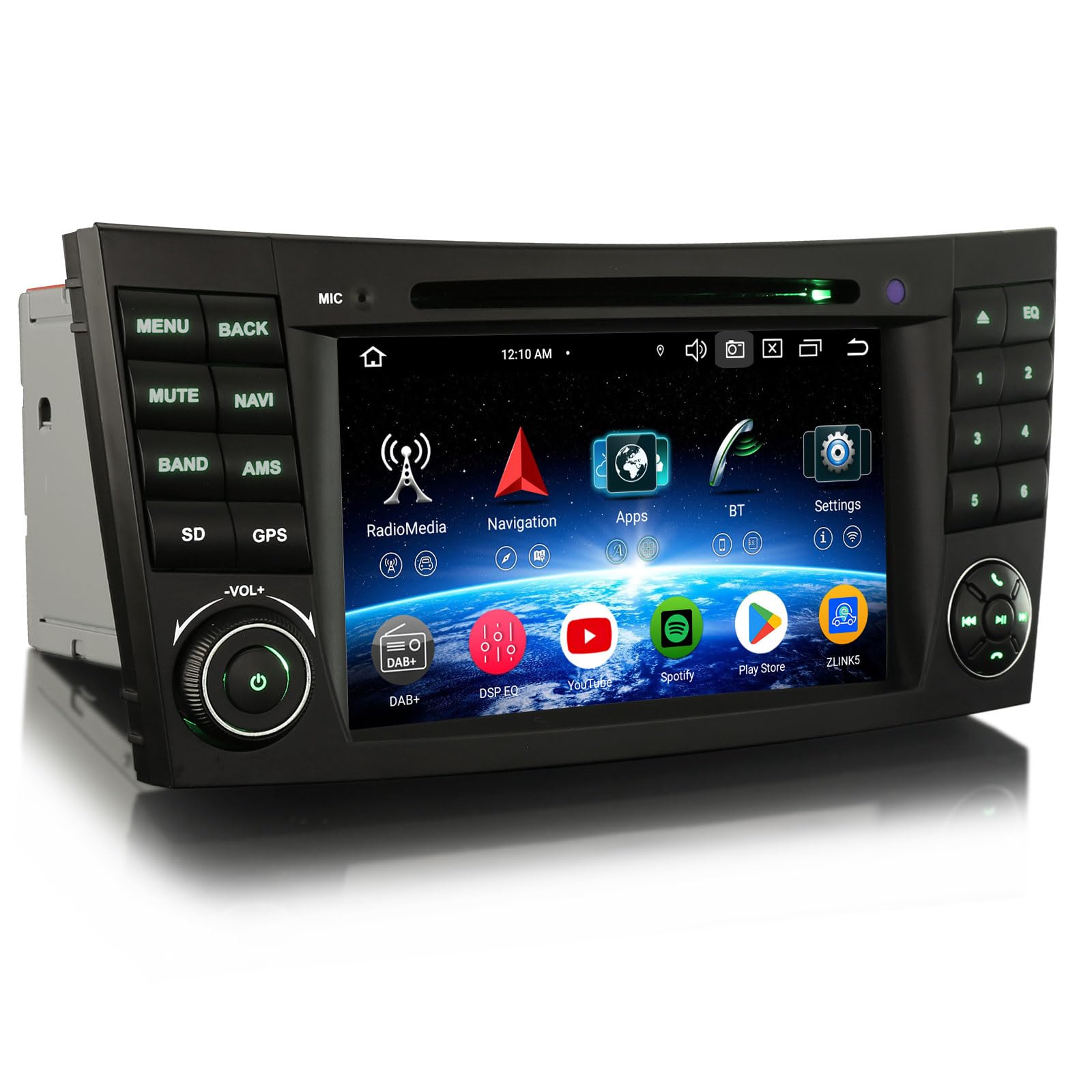 Erisin 7 Pulgadas Android 16 Radio Coche Pantalla para Mercedes Benz Clase E W211 CLS W219 GPS Navegación Bluetooth CarPlay Android Auto WiFi 4G DSP Dab+ CD Player Canbus 8 Núcleos 4GB RAM+64GB ROM