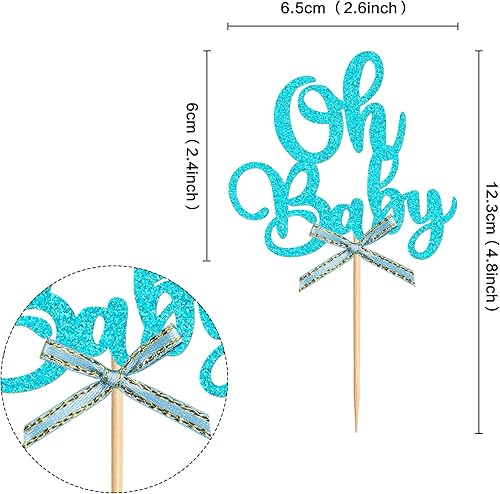 Miniatura 9 de Ercadio Paquete de 24 adornos para cupcakes Oh Babies con purpurina azul Oh Babies para cupcakes Oh Babies Decoración de cupcakes para baby shower,