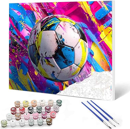Vista 18 de Pintura de bricolaje por números para adultos y niños, pintura colorida de rugby por números, pintura acrílica por números, kit de pintura