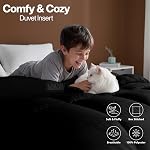 Utopia Bedding Queen Comforter Duvet Insert, Quilted Black Comforter with Corner Tabs, Box Stitched Down Alternative Comforters Queen Size 88 x 88 inches