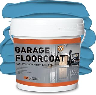 YOA Professional Concrete Garage Floor Paint, (1-Gallon/Lake Blue), Acrylic Resin Coating, Suitable for Indoor Outdoor Garage, Basement, Factory,Etc. Scratch Resistant, Low VOC, Ready to Use