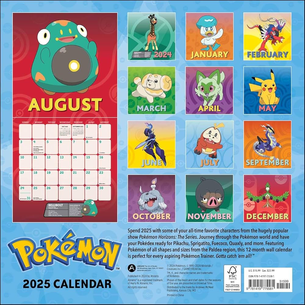 Amazon.com: Pokémon 2025 Wall Calendar: 9781419775581: Pokémon: Books