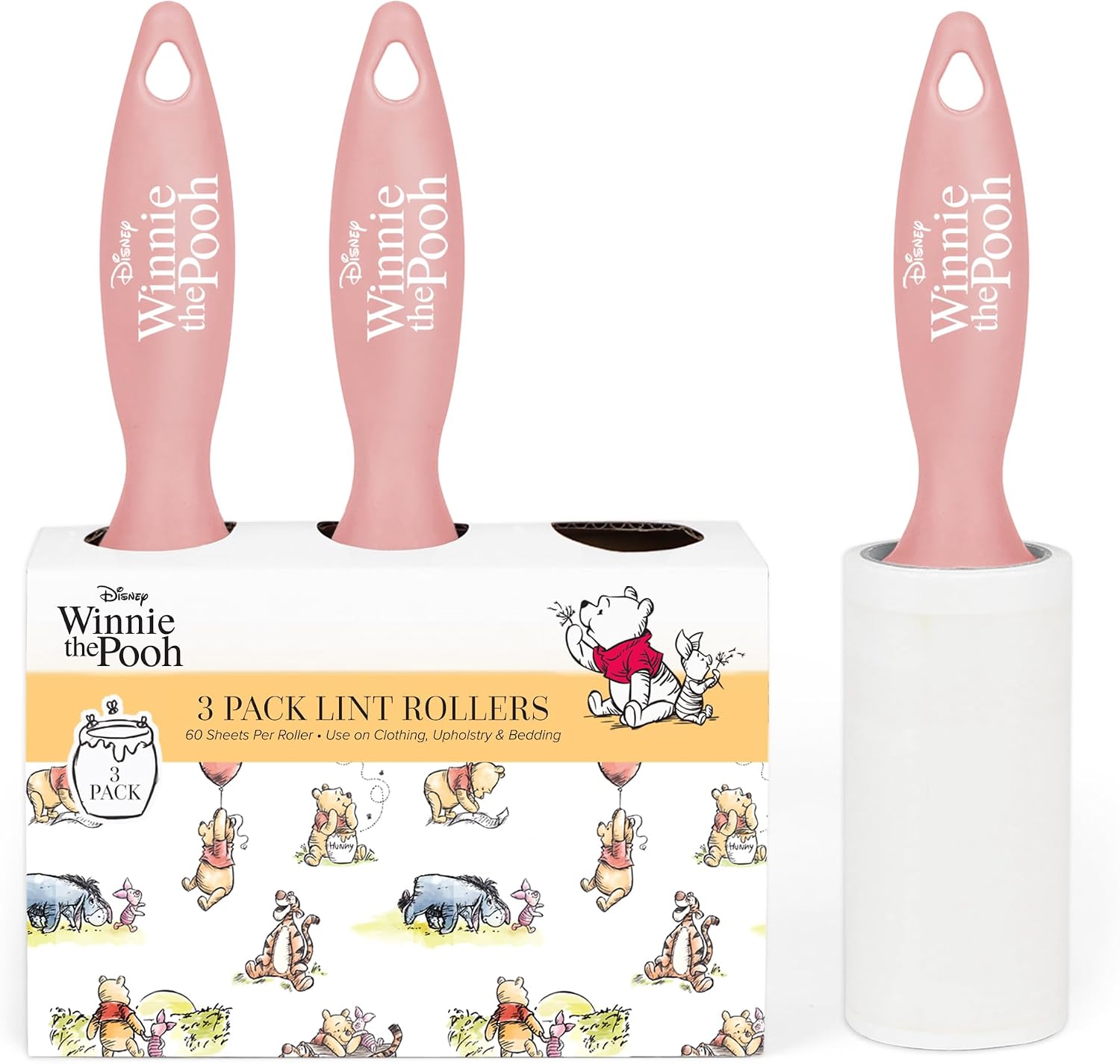 Disney Winnie the Pooh Lint Roller for Pet Hair, 60ct/Roll, Extra Sticky