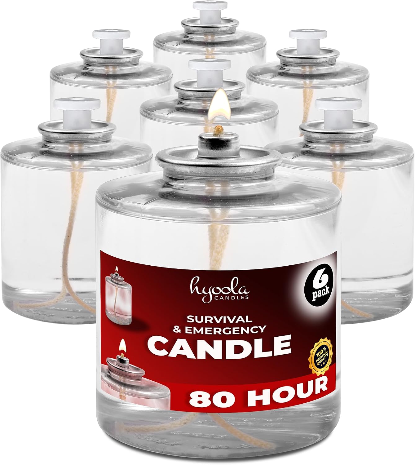 Hyoola Long Burning Liquid Candles - 80 Hour Burn Time, 3 Pack - Survival & Emergency Use