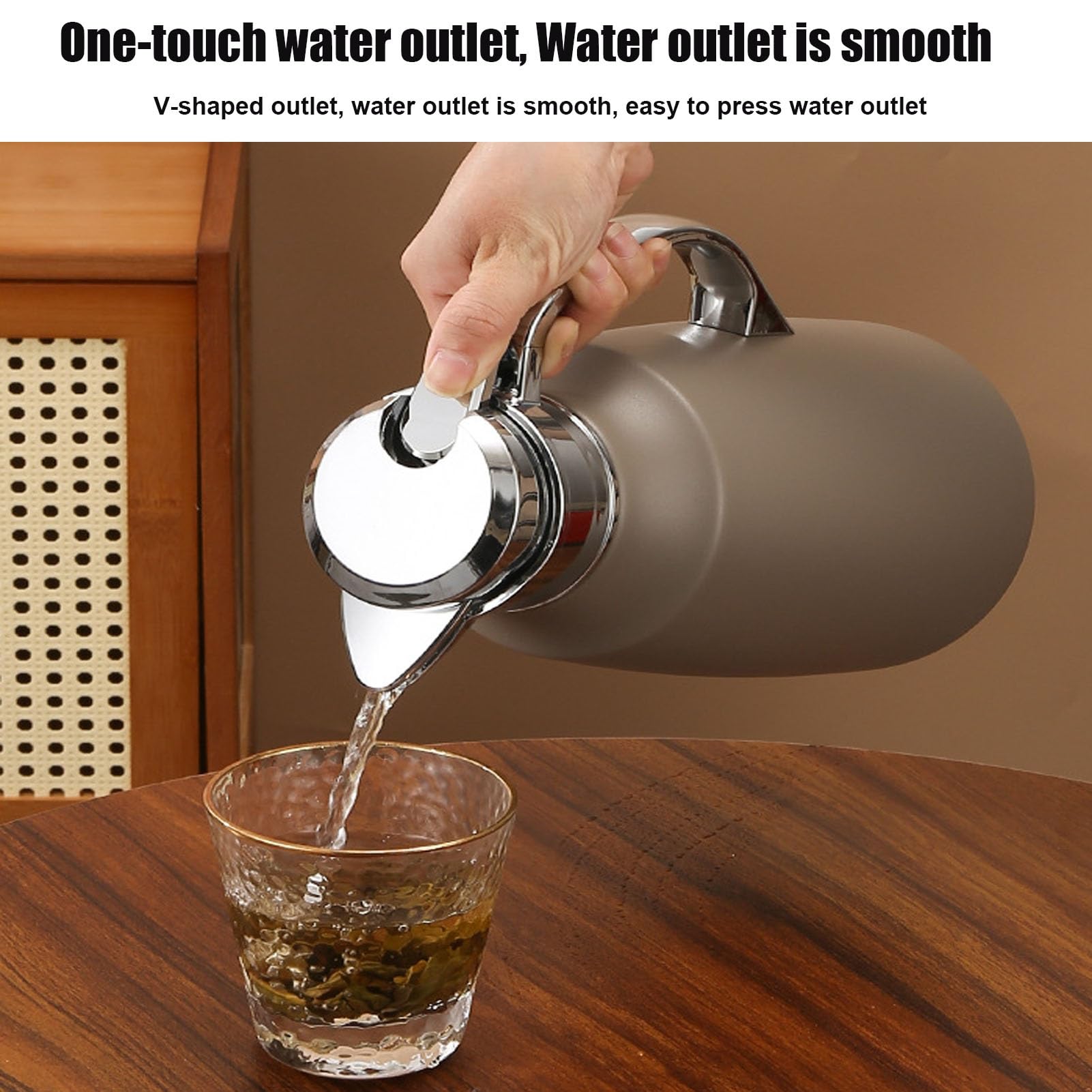 Kaffeekaraffe zum Warmhalten, vakuumisolierte doppelschichtige 304 Edelstahl-Thermo-Kaffeekaraffen, isolierte Kaffeekanne mit großem Fassungsvermögen, für den Gebrauch zu Hause und im Büro(Yellow,1.5L