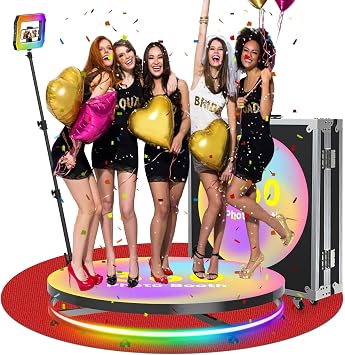 360 Photo Booth Machine 39.6 for Parties, Square Fill Light Lasts 46 Hours,APP Remote Control 100cm 360 Photo Booth Automatic Rotating 360 Spin Camera Video for 5-6 People 39.6"