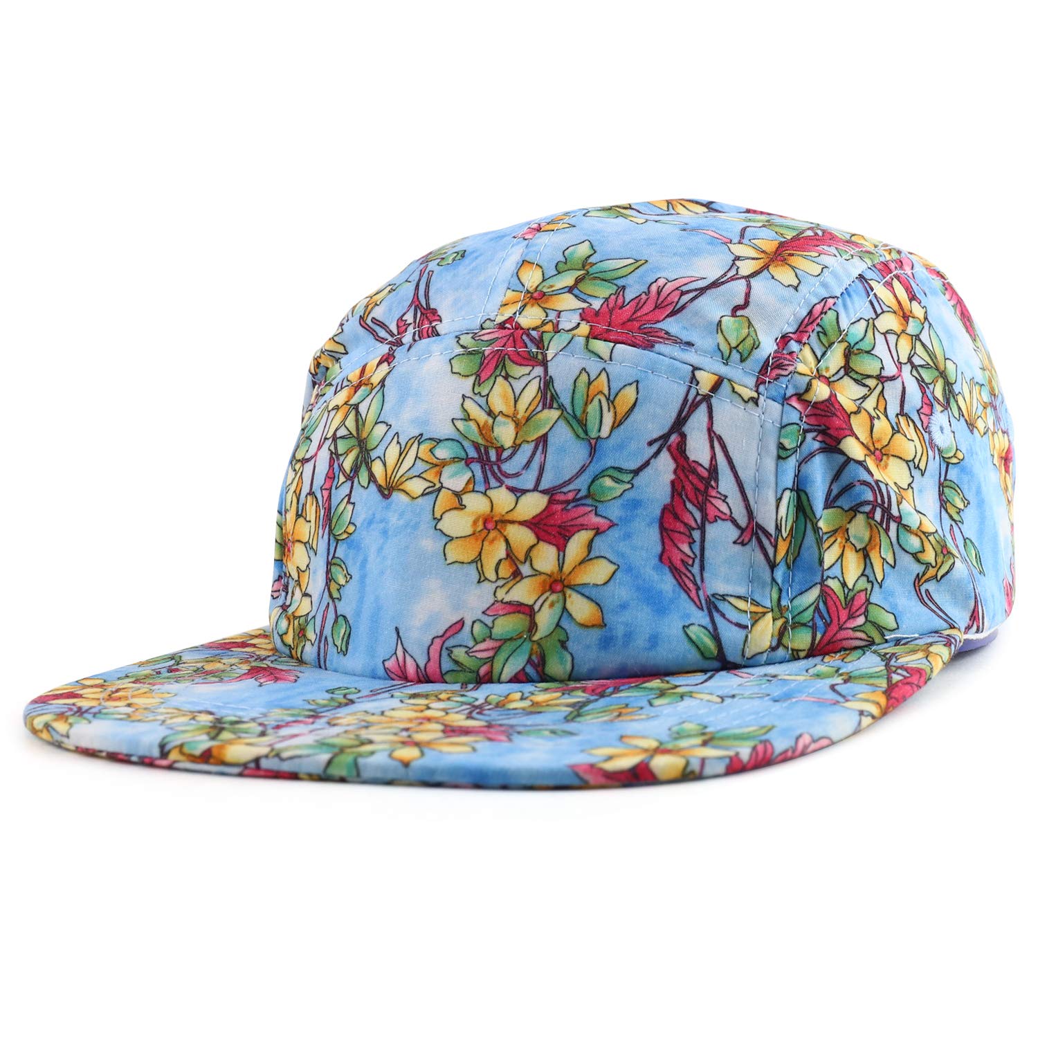 Trendy Apparel Shop Men's 5 Panel Blossom Floral Design Baseball Cap