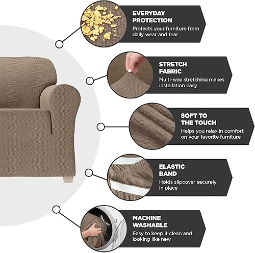 Vista 51 de Zenna Home Simply Fit - Funda elástica para sofá (1 pieza), color crudo