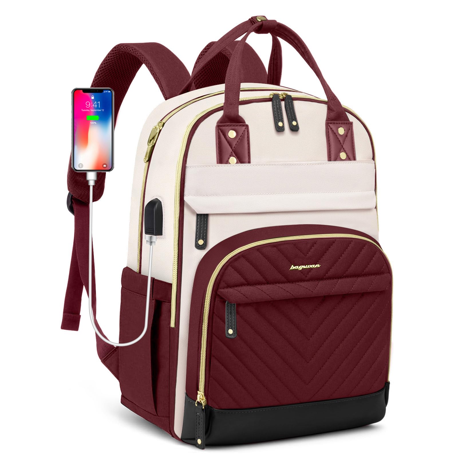 Laptop Backpack for Women Work Bag - 15.6 inch Travel Backpack Purse with USB Charger College Bookbag Waterproof Cute Casual Daypack Business Computer