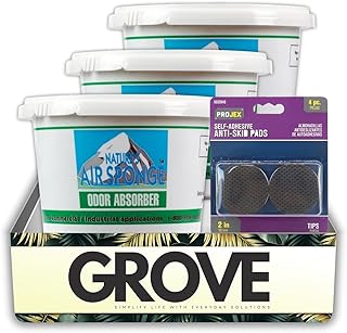 3x Bad Air Sponge Air Odor Absorbent Bundle with Skid Pad – Absorbs Indoor Pollutants, Eliminates Tobacco Smoke, Pet, Cooking, Paint & Carpet Odors – Gift Set (4 Items)