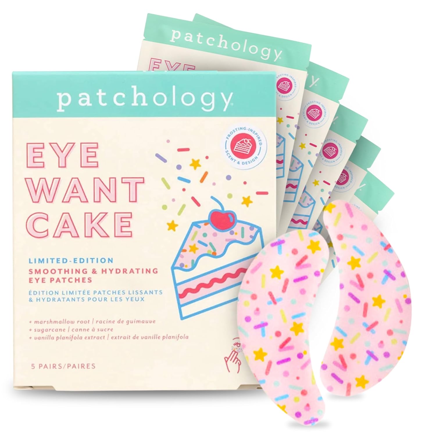 Patchology Eye Want Cake Limited Edition Hydrating & Smoothing Eye Patches – Under Eye Masks for Puffy Eyes, Dark Circles, and Fine Lines – Birthday Cake Inspired Self-Care Essentials, 5-Pack Patchology Eye Want Cake Limited Edition Hydrating & Smoothing Eye Patches – Under Eye Masks for Puffy Eyes, Dark Circles, and Fine Lines – Birthday Cake Inspired Self-Care Essentials, 5-Pack