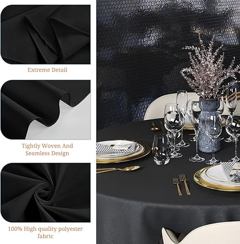 Miniatura 3 de Paquete de 8 manteles redondos blancos de 90 pulgadas, tela de poliéster, lavable, para bodas, fiestas, banquetes, mesa de bufé, vacaciones, mesas