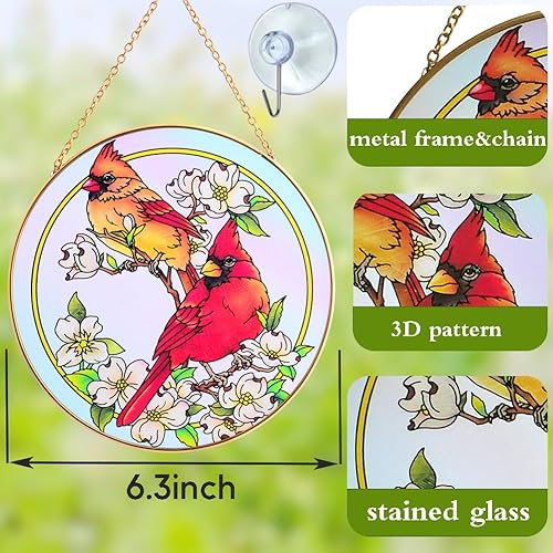 Miniatura 2 de Atrapasoles de colibrí y mariposa para ventanas, colgantes de vitrales de 6.3 pulgadas, panel de vidrio pintado a mano perfecto para decoración del