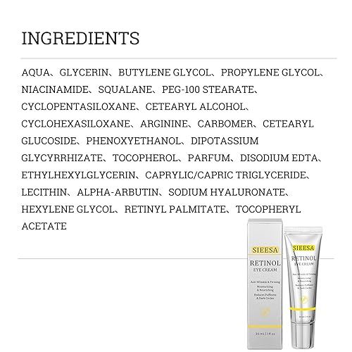 Miniatura 8 de Crema de ojos de retinol con niacinamida, ácido hialurónico y vitamina E Crema hidratante debajo de los ojos para ojeras visibles, apariencia de
