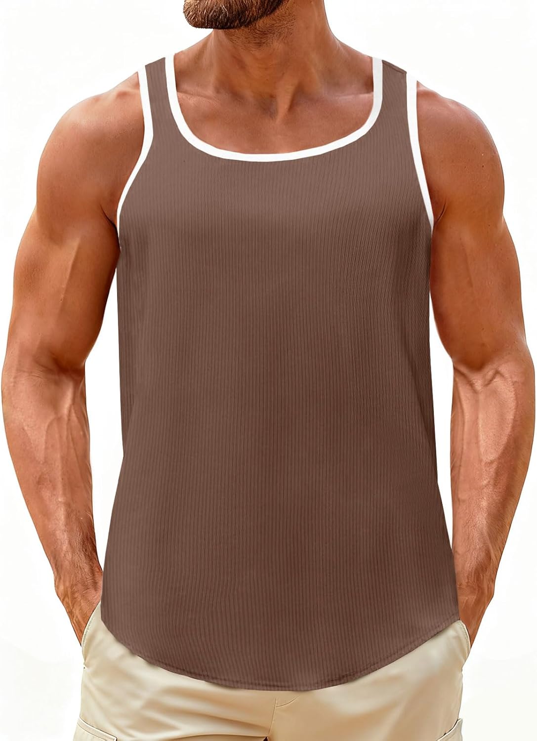 UNCLECAT Mens Sleeveless Tank Tops Workout Muscle Gym Knitted Shirt Athletic Bodybuilding Slim Fit Ribbed T Shirts