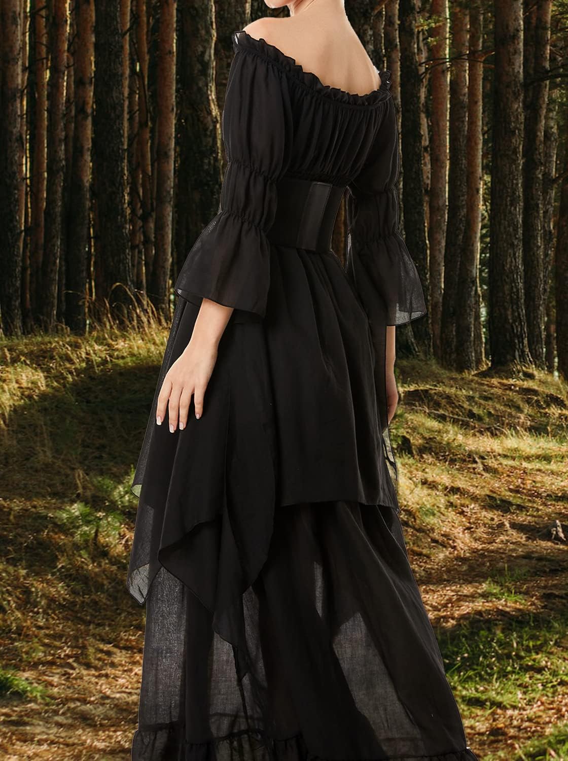 Damen Renaissance Kleid mit Korsett Gürtel, Halloween Mittelalter Kostüm