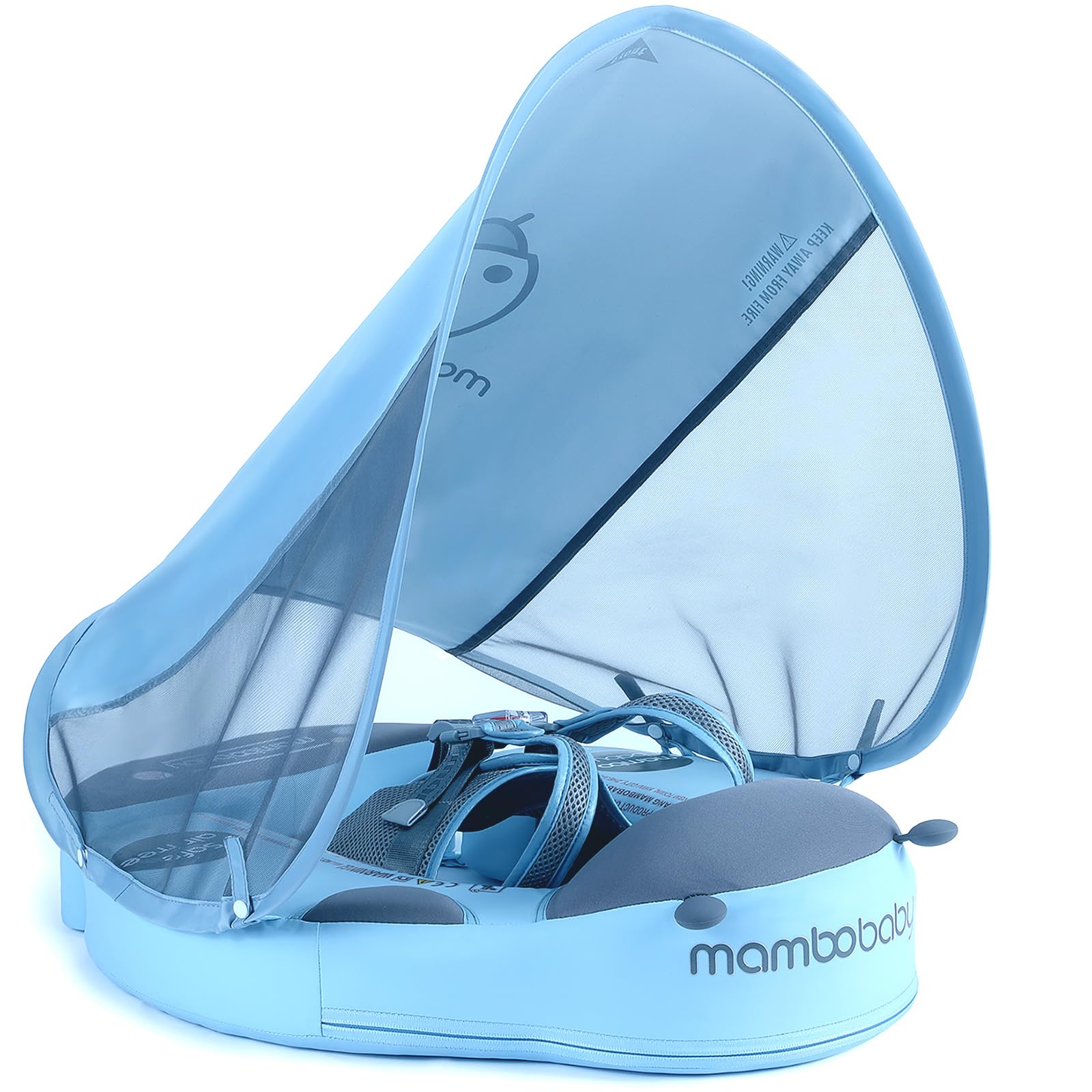 Mambobaby Float with Canopy Size Improved Non Inflatable Infant Baby Pool Float Smart Mambo Float Swim Trainer Baby Swim Float Mambo Baby Float Solid