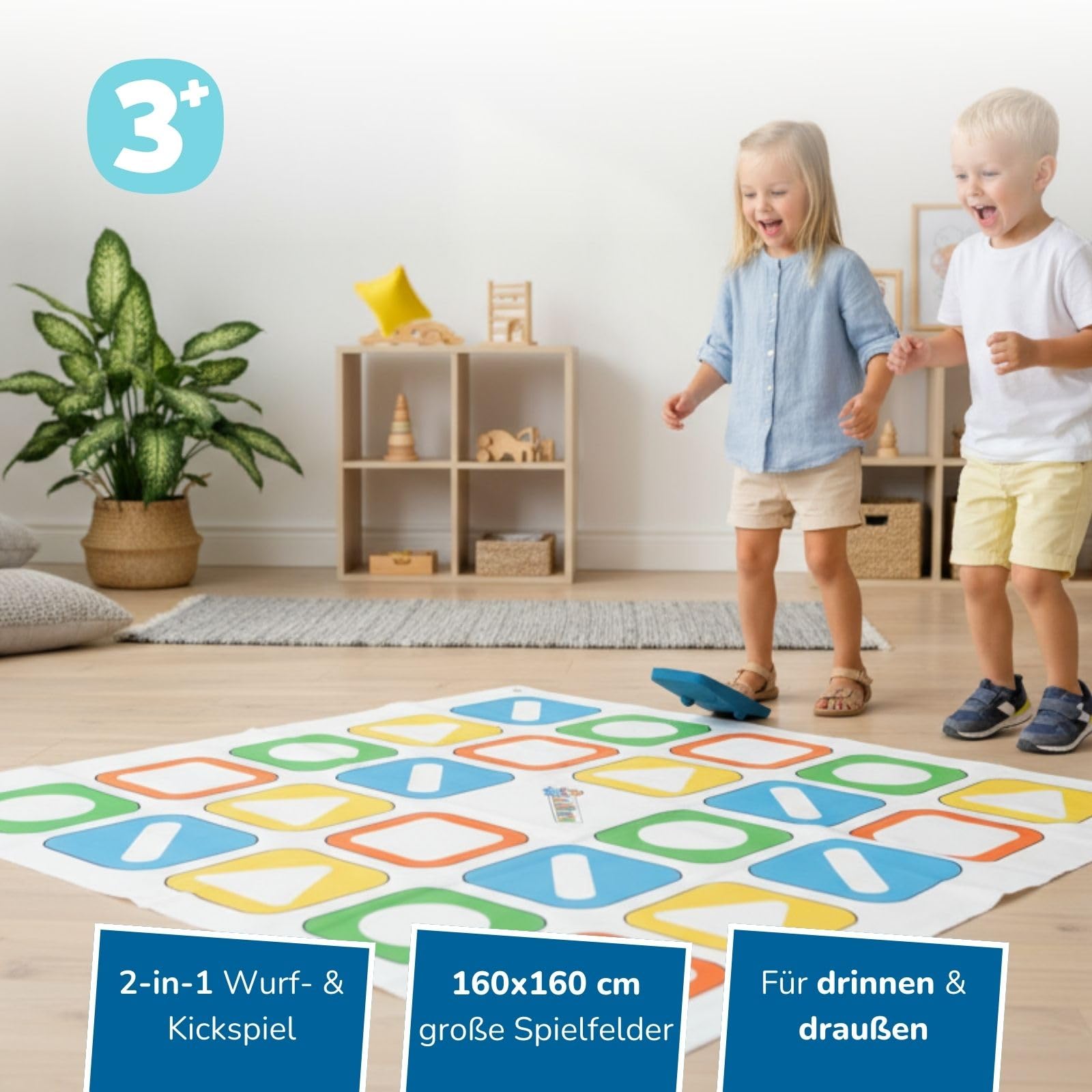 alldoro 60058 XXL Kick and Darts - gioco di abilità 2 in 1, 1-4 giocatori, 160 x 160 cm - per bambini dai 3 anni in su